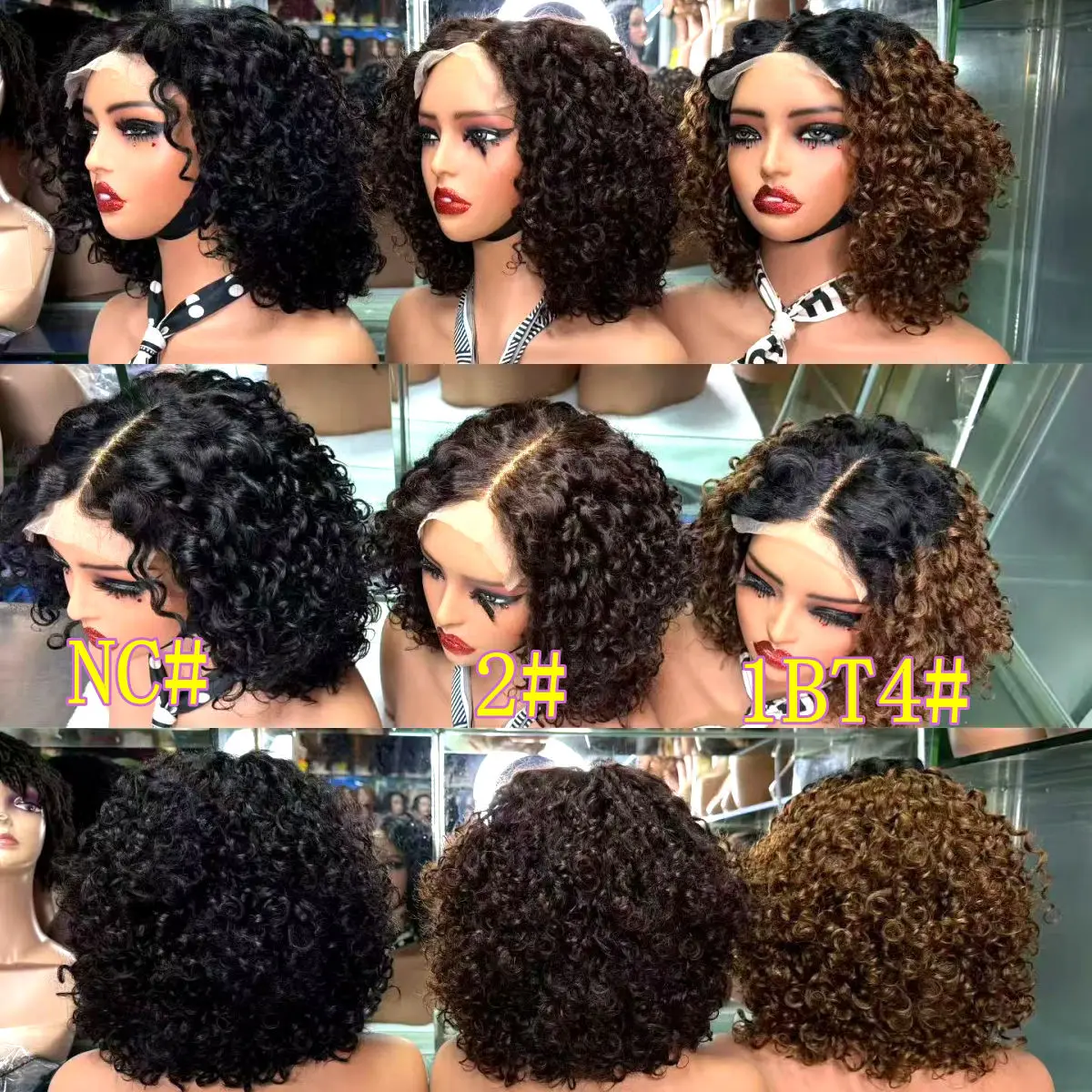 12Inch Colored Kinky Curly Bob Wig Human Hair Wigs 280% 5x5 Transparent Lace Closure Jerry Curly Hair Wigs For Black Women