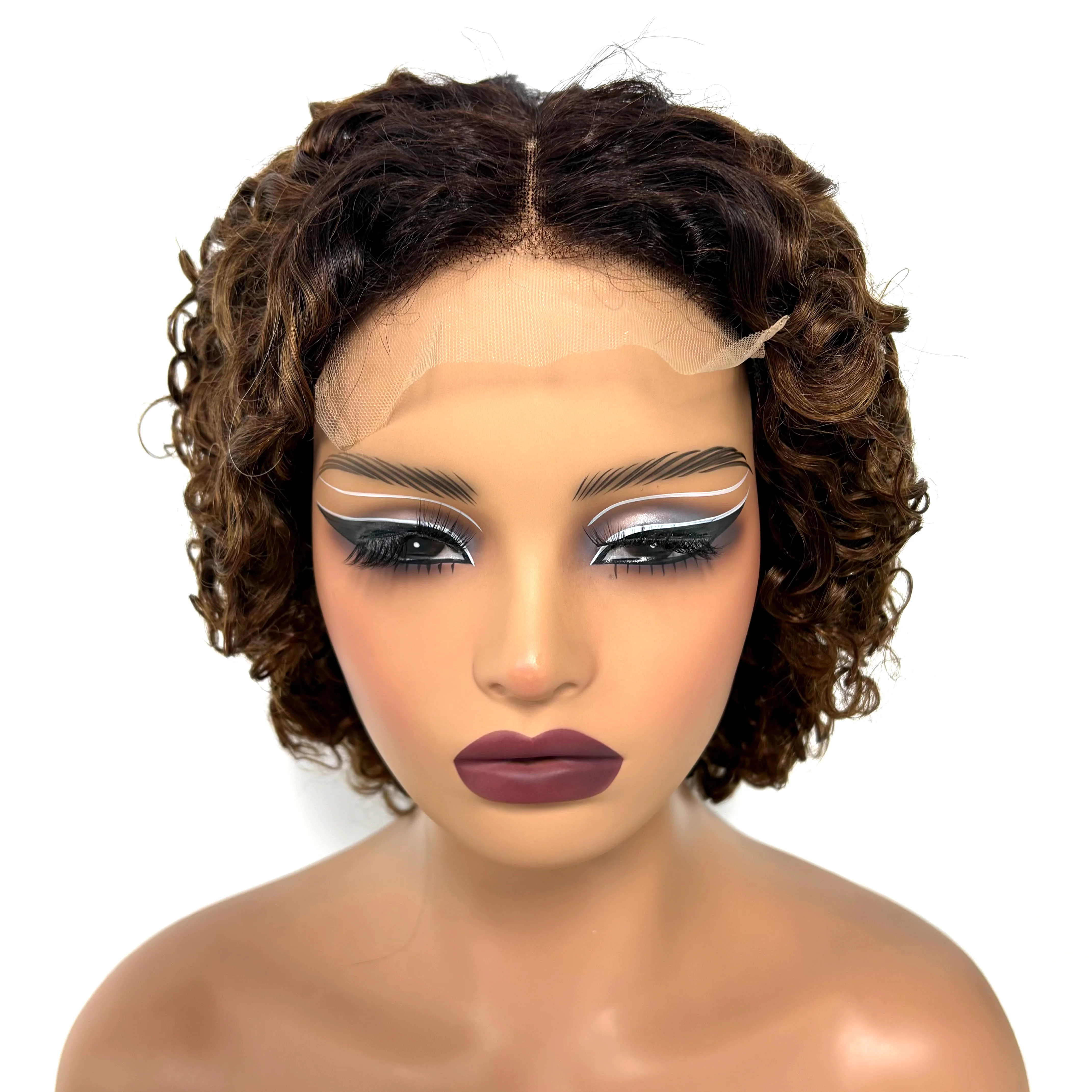 12Inch Colored Kinky Curly Bob Wig Human Hair Wigs 280% 5x5 Transparent Lace Closure Jerry Curly Hair Wigs For Black Women