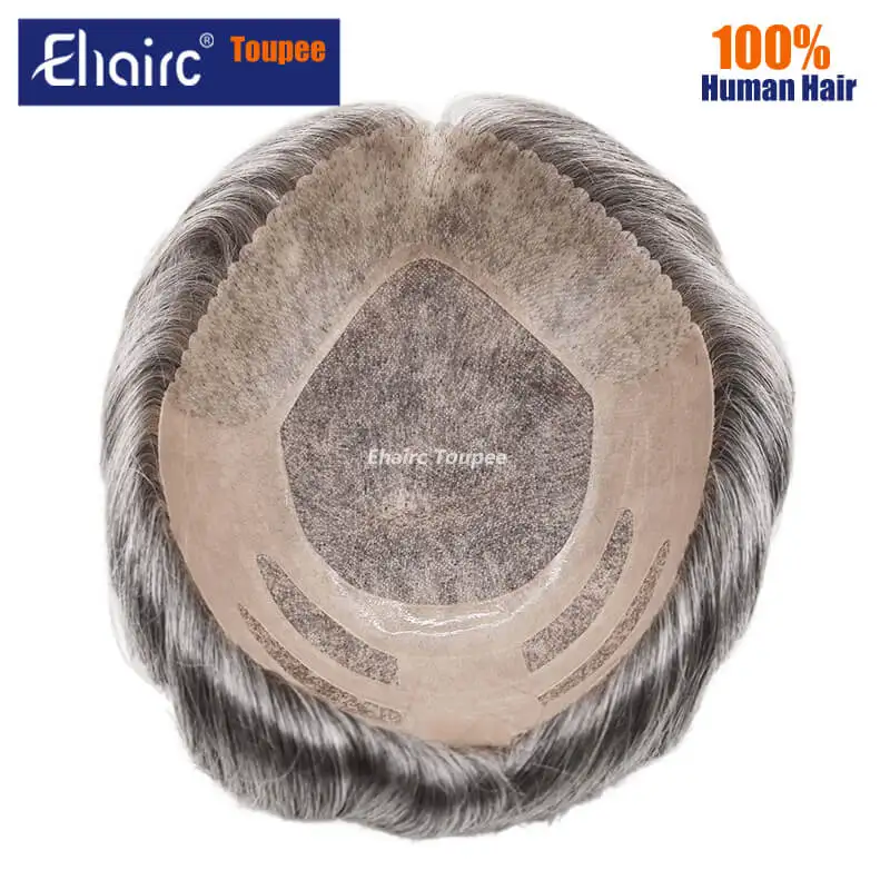 Bond--Male Hair Prosthesis Mono Lace,PU Front And NPU Back Men's Wig Durable Men's Capillary Prothesis 100% Natural Wigs For Men