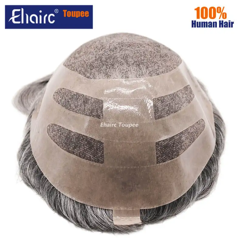 Bond--Male Hair Prosthesis Mono Lace,PU Front And NPU Back Men's Wig Durable Men's Capillary Prothesis 100% Natural Wigs For Men