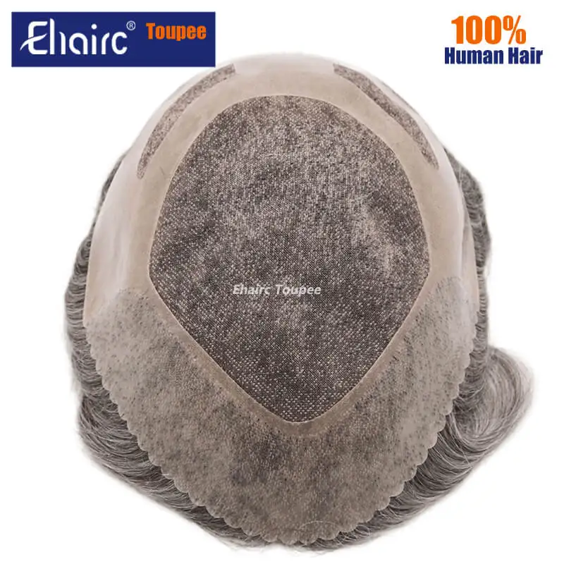 Bond--Male Hair Prosthesis Mono Lace,PU Front And NPU Back Men's Wig Durable Men's Capillary Prothesis 100% Natural Wigs For Men