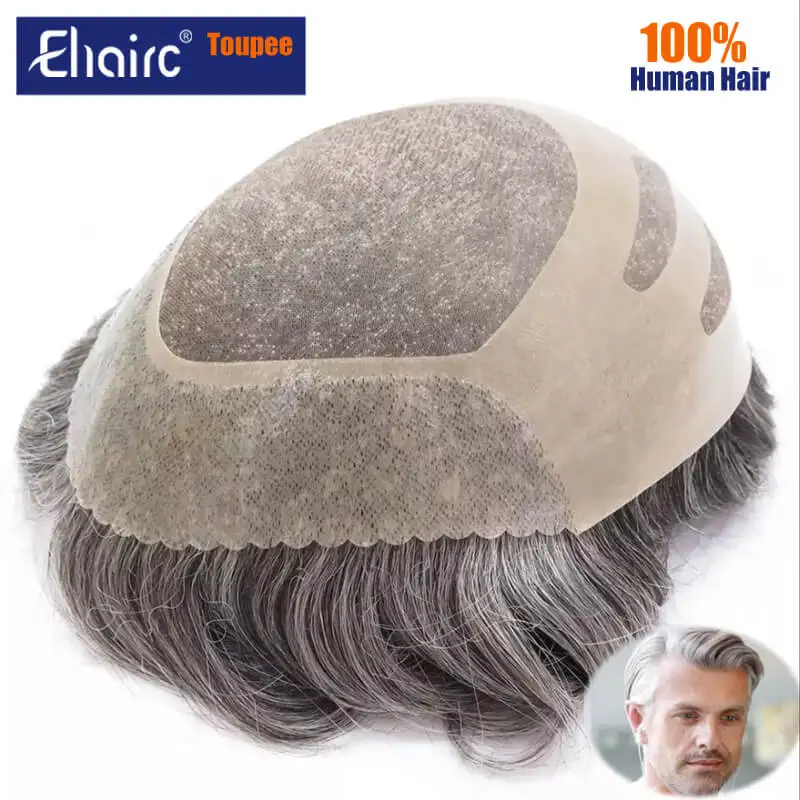 Bond--Male Hair Prosthesis Mono Lace,PU Front And NPU Back Men's Wig Durable Men's Capillary Prothesis 100% Natural Wigs For Men