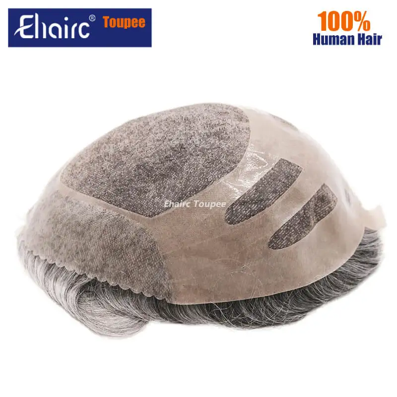 Bond--Male Hair Prosthesis Mono Lace,PU Front And NPU Back Men's Wig Durable Men's Capillary Prothesis 100% Natural Wigs For Men