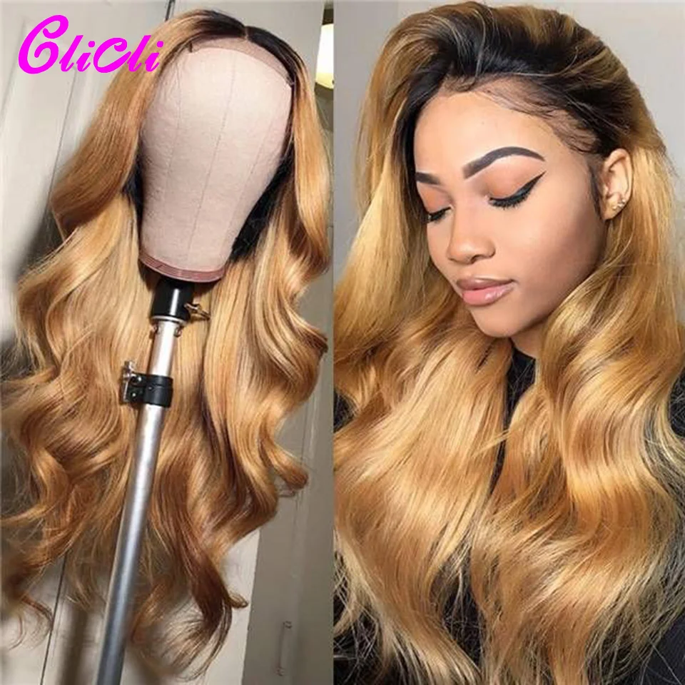 1B/27 Ombre Human Hair Wigs Clearance Sale Body Wave HD Lace Front Wigs For Women Honey Blond Glueless 13X4 Lace Frontal Wig180%