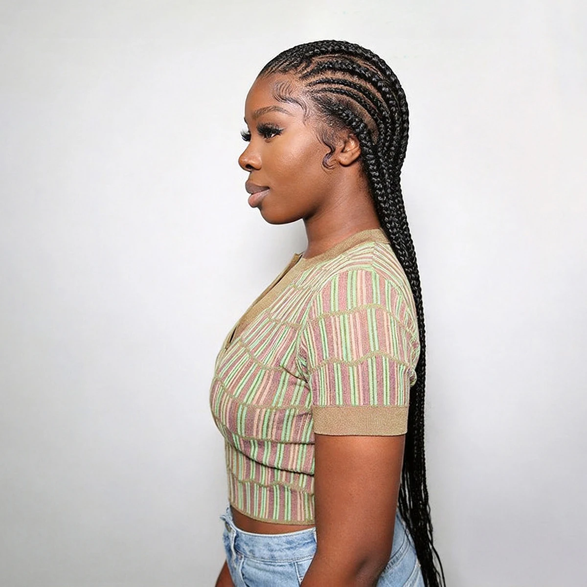 36in Full Lace Transparent Braided Wig Synthetic Fulani Cornrow Braided Wigs With Baby Hair for Black Women Daily Wear And Style