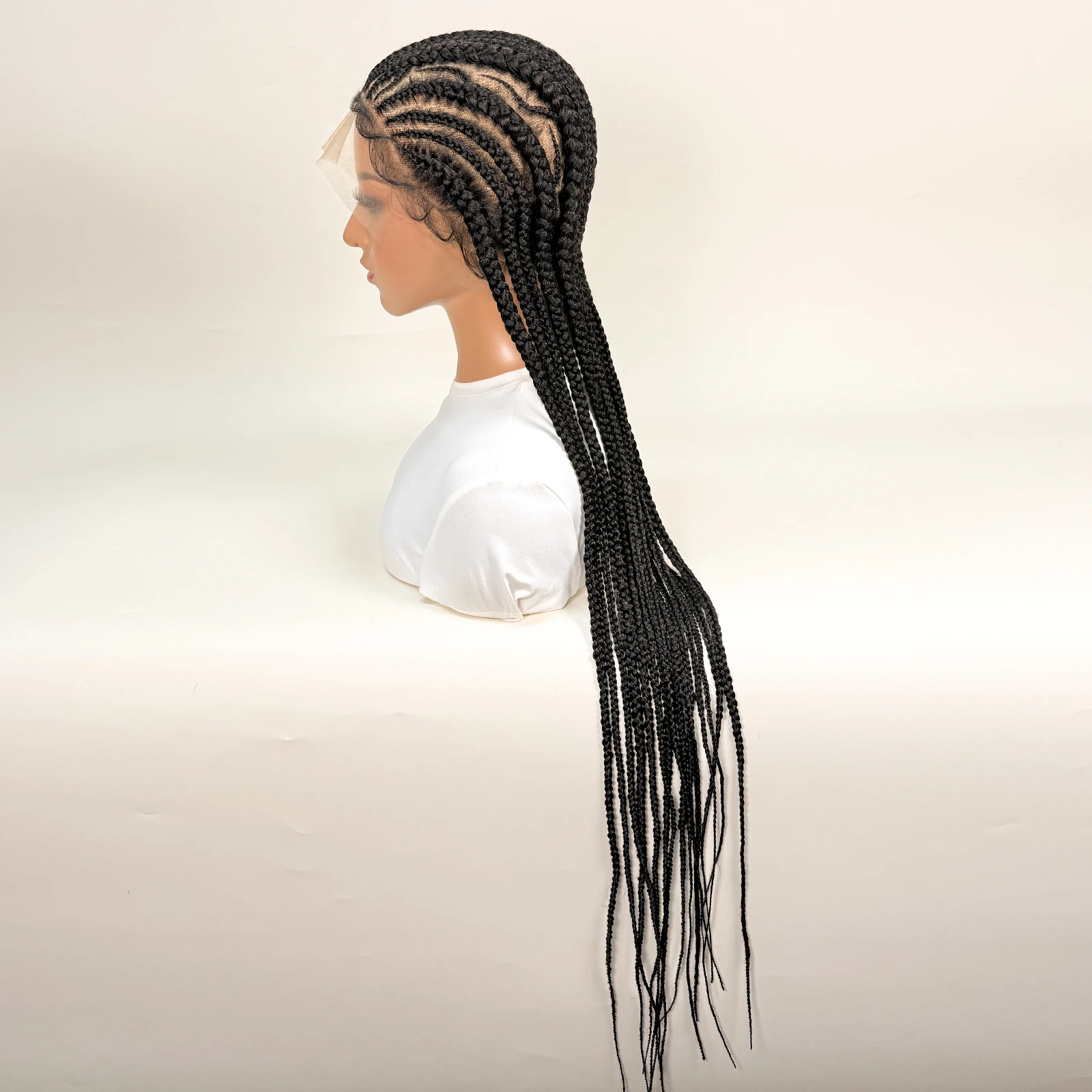 36in Full Lace Transparent Braided Wig Synthetic Fulani Cornrow Braided Wigs With Baby Hair for Black Women Daily Wear And Style