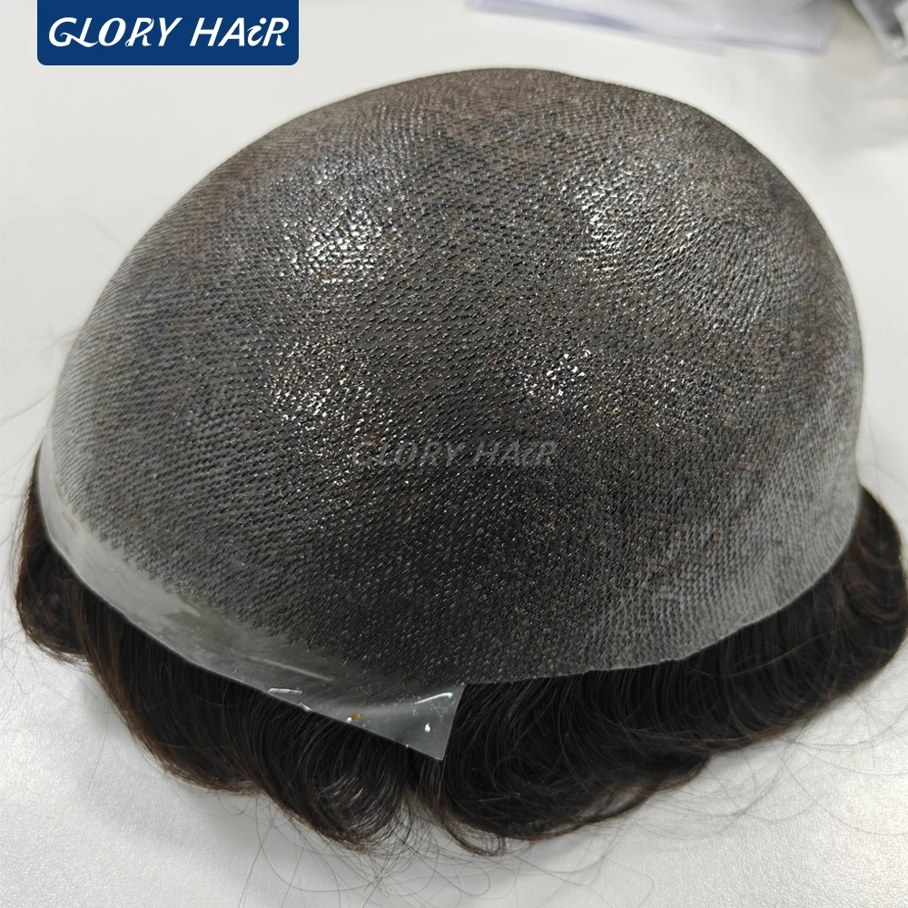 OS106 0.05-0.06mm Male Thin Skin Double Knot Hair Toupee 100% Density Indian Human Hair Prosthesis For Bald Men Hair Loss