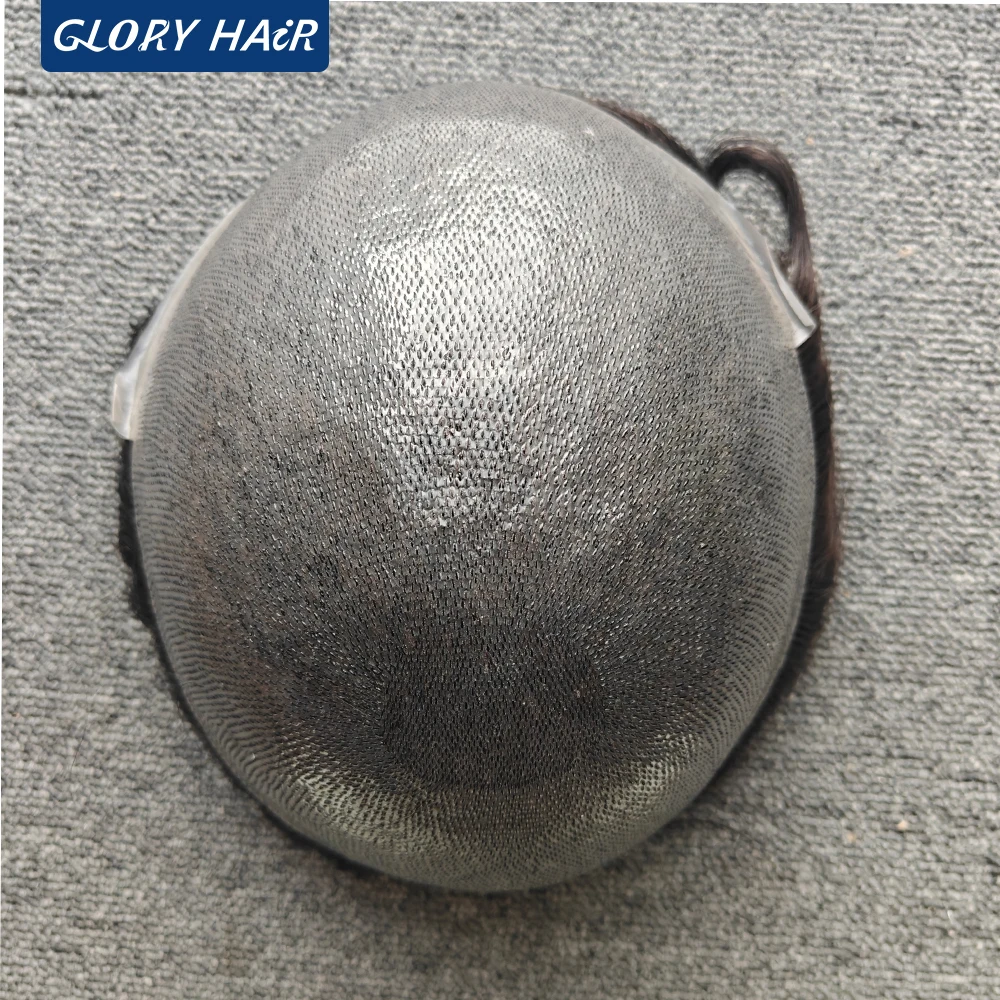 OS106 0.05-0.06mm Male Thin Skin Double Knot Hair Toupee 100% Density Indian Human Hair Prosthesis For Bald Men Hair Loss