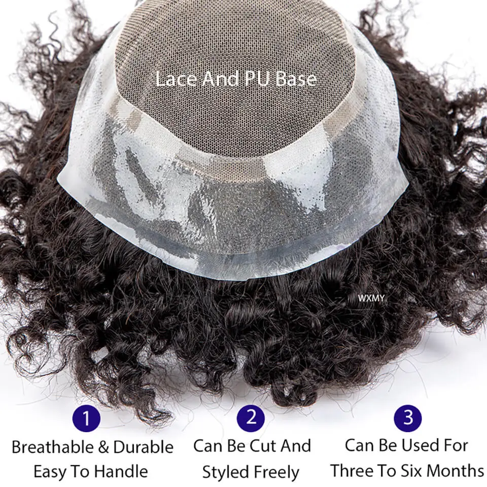 Curly Wigs Hair Prosthesis Man 25mm 15mm 10mm Curly Natural Human Hair Wigs For Men French Lace Man Curly Hair Systems Hairpiece