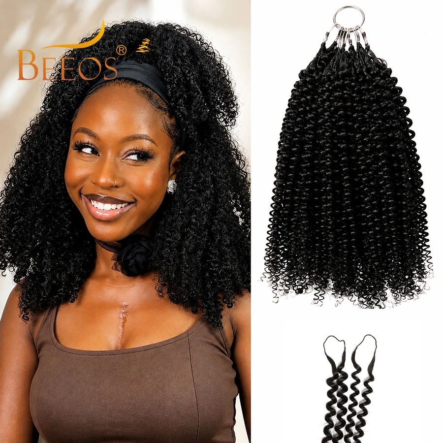 Feather Crochet Human Hair Extensions Afro Kinky Curly Knotless Pre-Separated Crochet Hair Extension Lightweight For Boho Braid