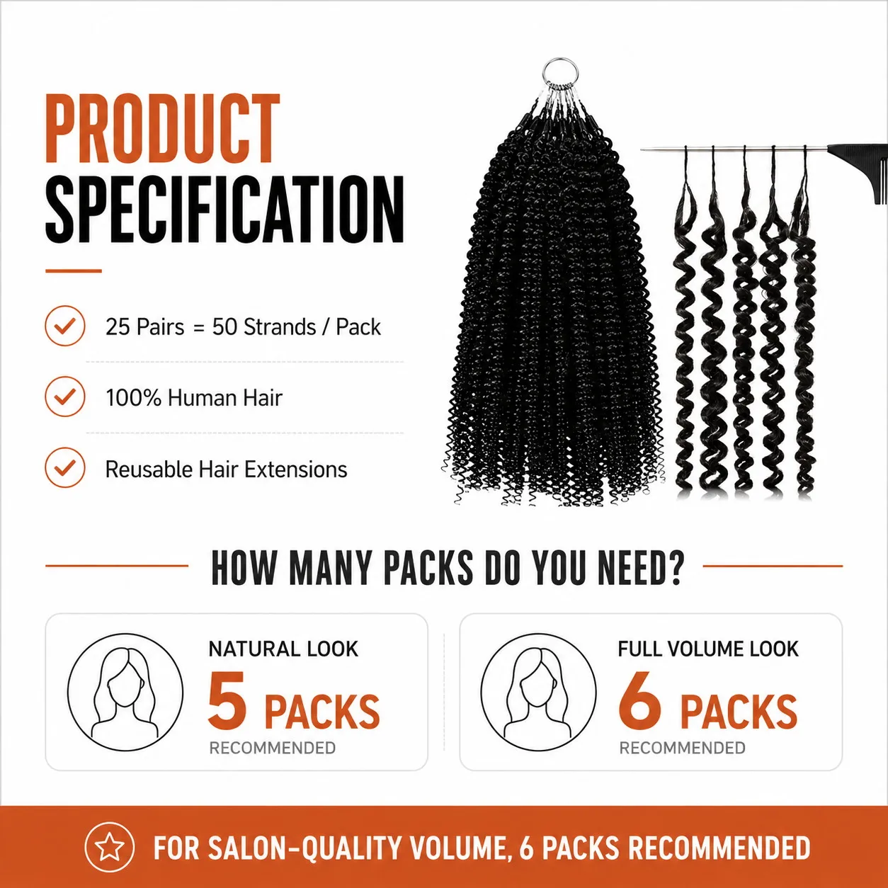 Feather Crochet Human Hair Extensions Afro Kinky Curly Knotless Pre-Separated Crochet Hair Extension Lightweight For Boho Braid