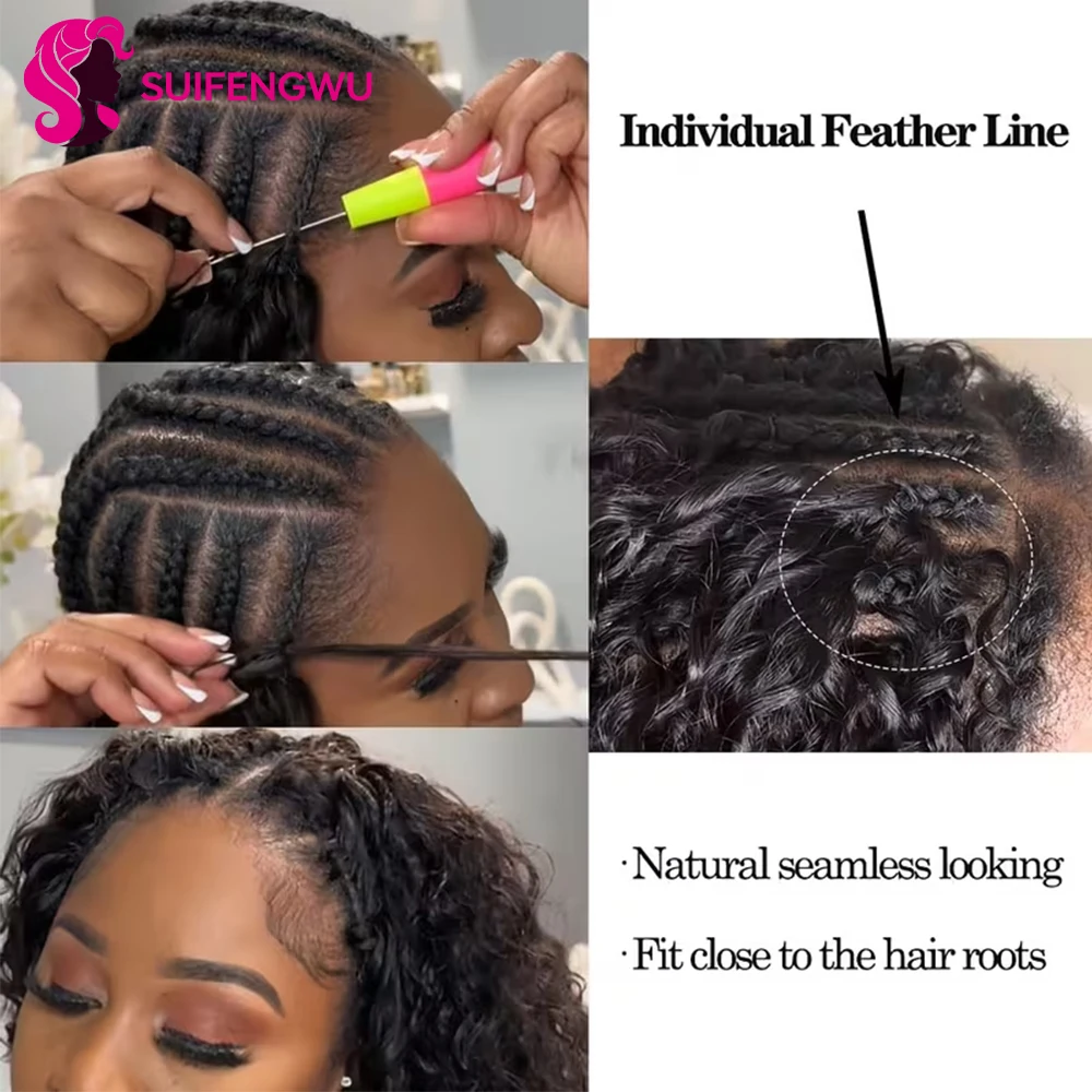 60g Burmese Curly Human Hair Extensions, Crochet Human Hair, Bohemian Pre-Curled Braids, Feathered Crochet Hair with Miracle Knots, Spiral Curly Hair for Braids, Deep Wave Crochet Human Hair.