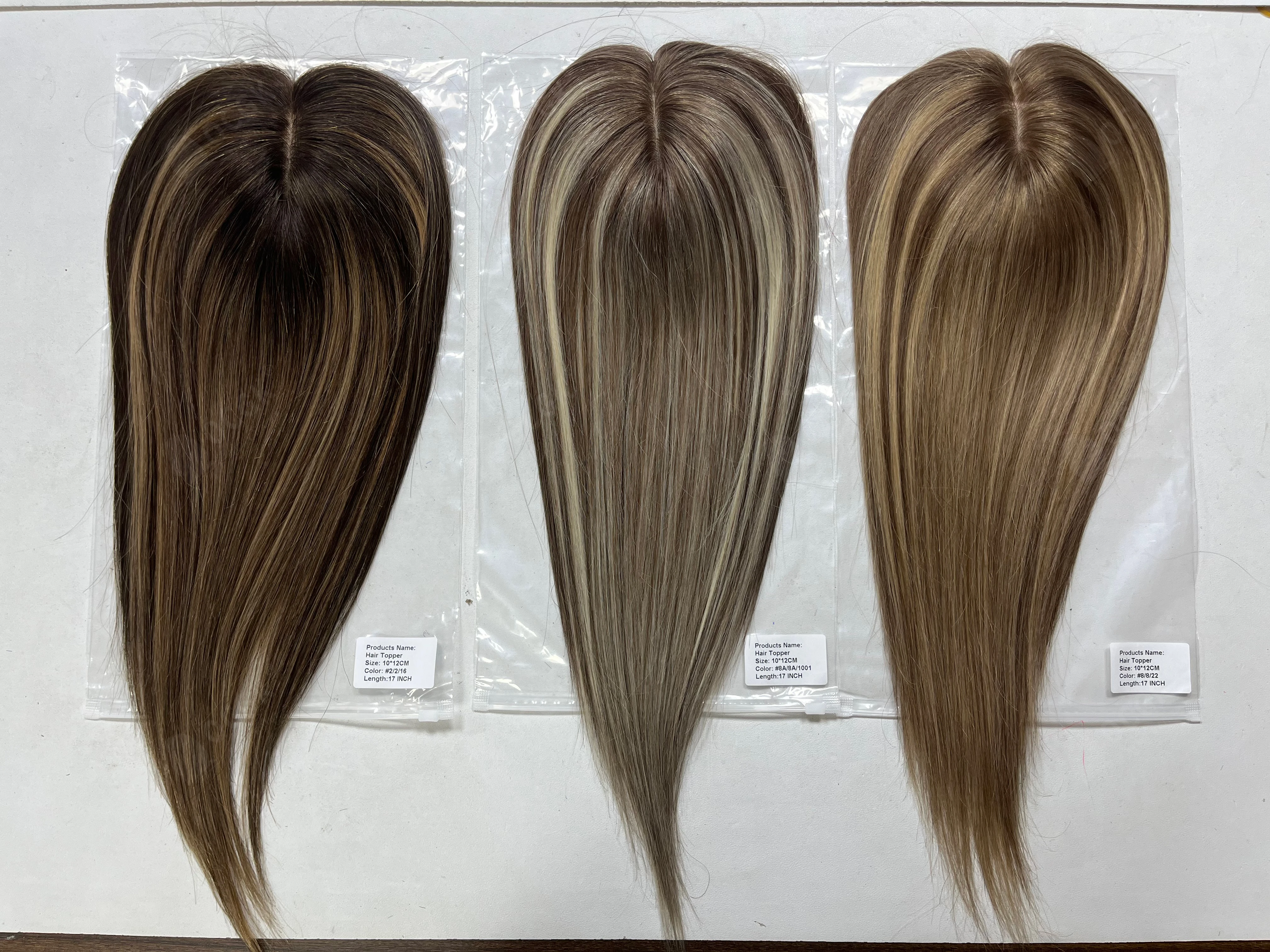 OCGK Human Hair Topper 17" Straight 10x12cm Base Color 2# Clip in Hairpieces for Women with Thinning Hair Add Volume