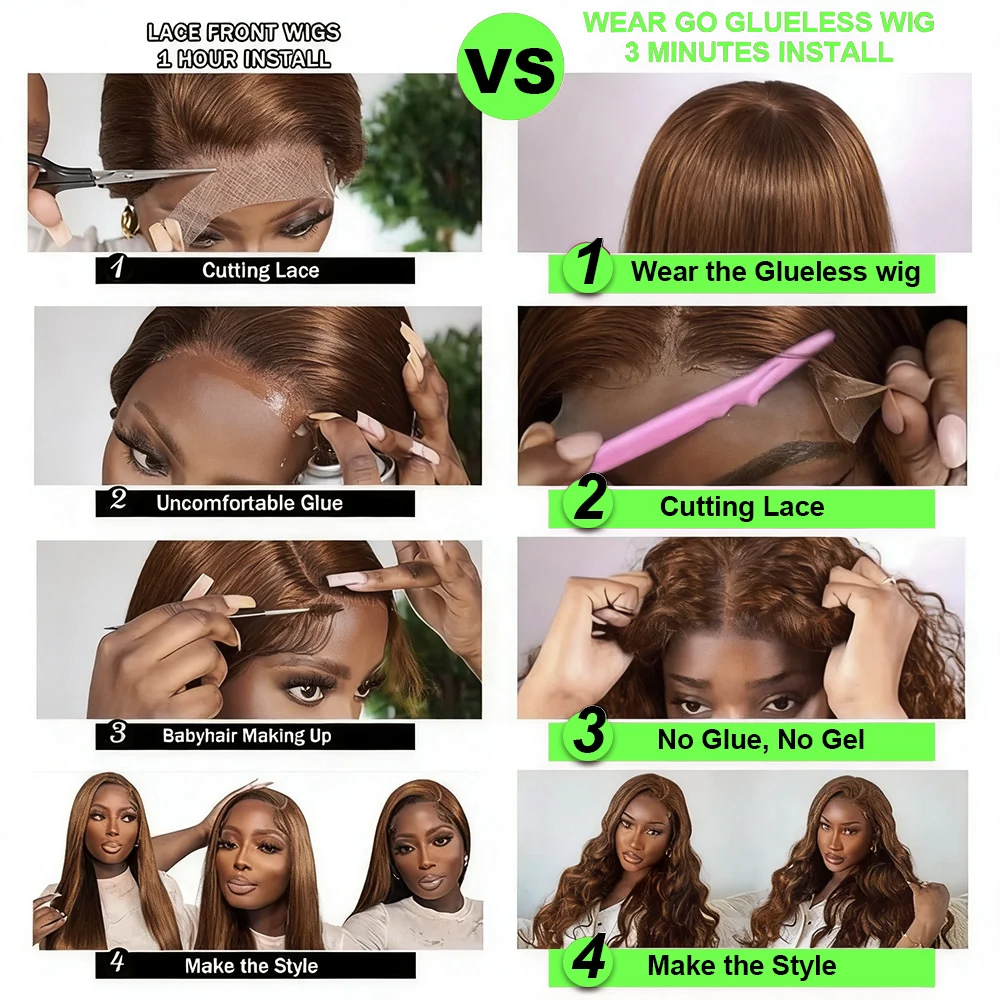 100% Virgin Human Hair Glueless Wigs Human Hair Pre Plucked Pre Cut Body Wave 7x5 HD Lace Frontal Closure Wigs for Black Women Human Hair Drawstring Wear and Go Pre-Bleached Chocolate Brown Color Loose Deep Wave Frontal Wigs Ship From France Warehouse
