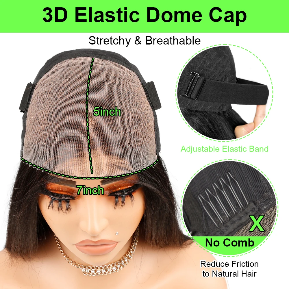 100% Virgin Human Hair Glueless Wigs Human Hair Pre Plucked Pre Cut Body Wave 7x5 HD Lace Frontal Closure Wigs for Black Women Human Hair Drawstring Wear and Go Pre-Bleached Chocolate Brown Color Loose Deep Wave Frontal Wigs Ship From France Warehouse