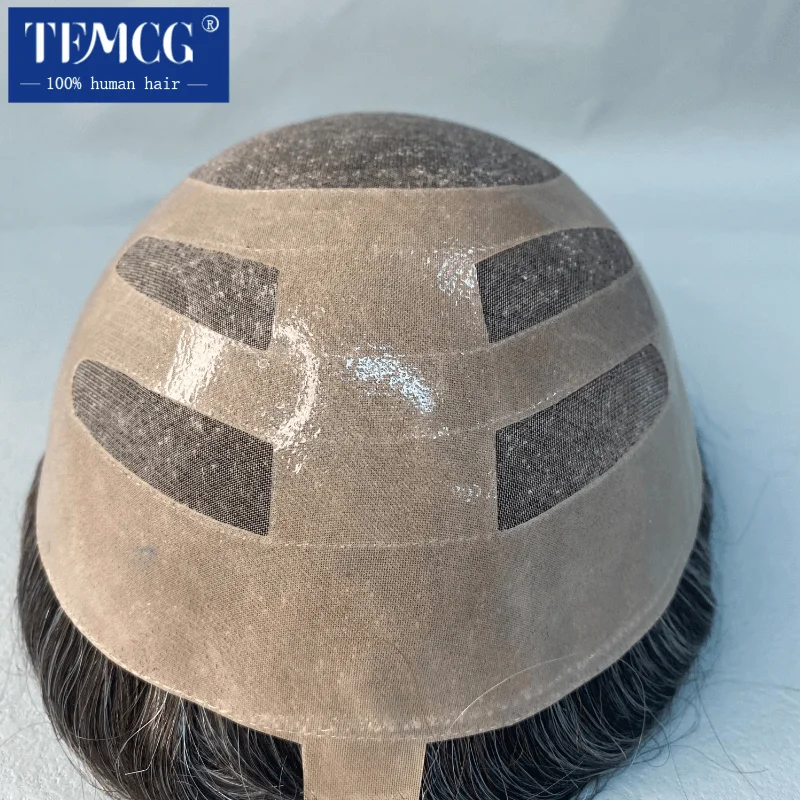Bond-Mono & Pu Front And NPU Back More Durable Male Hair Prosthesis Natural Human Hair Toupee Men Wig Exhuast System Male Wig