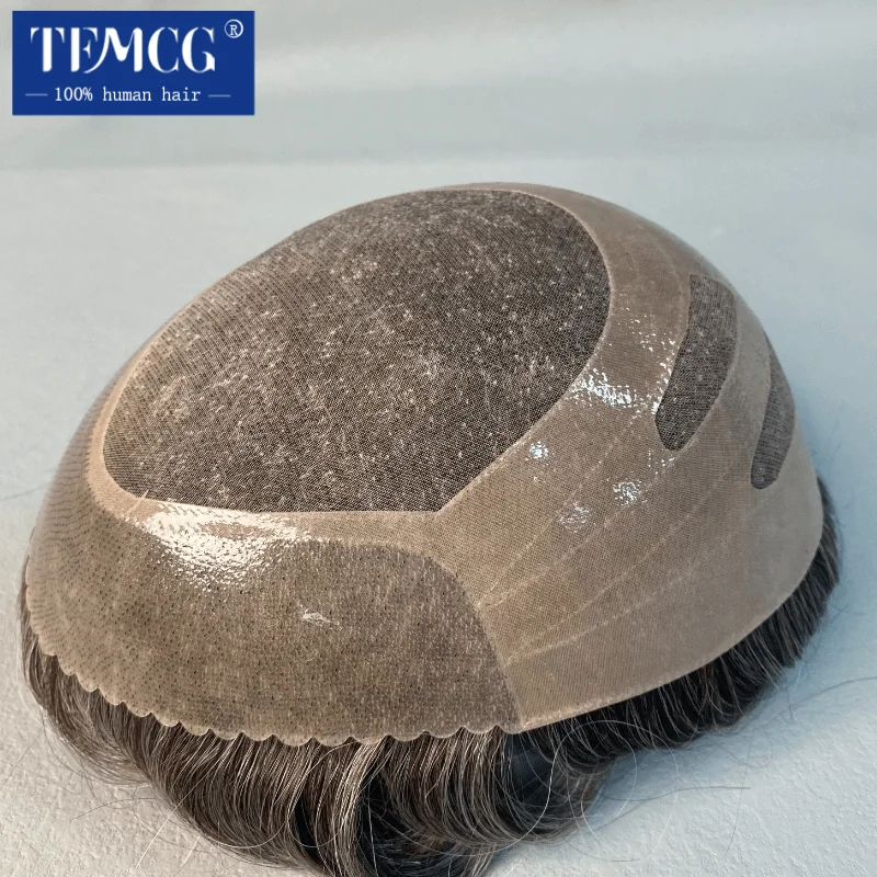 Bond-Mono & Pu Front And NPU Back More Durable Male Hair Prosthesis Natural Human Hair Toupee Men Wig Exhuast System Male Wig