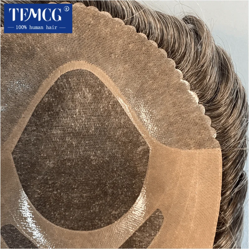 Bond-Mono & Pu Front And NPU Back More Durable Male Hair Prosthesis Natural Human Hair Toupee Men Wig Exhuast System Male Wig