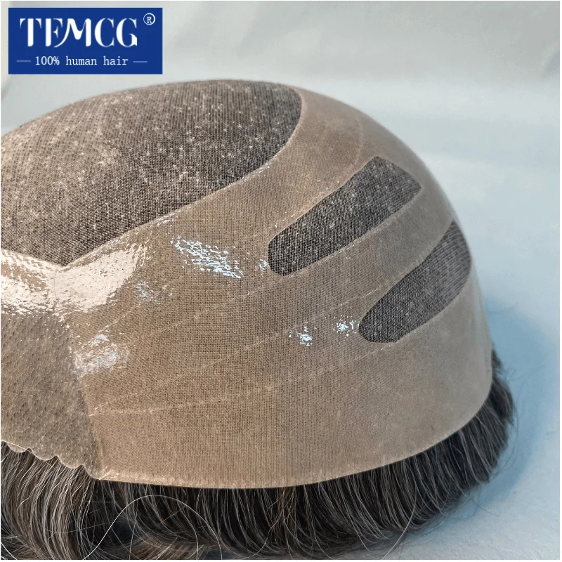 Bond-Mono & Pu Front And NPU Back More Durable Male Hair Prosthesis Natural Human Hair Toupee Men Wig Exhuast System Male Wig