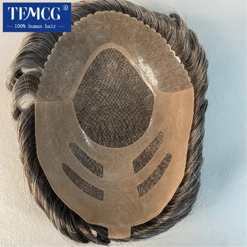 Bond-Mono & Pu Front And NPU Back More Durable Male Hair Prosthesis Natural Human Hair Toupee Men Wig Exhuast System Male Wig