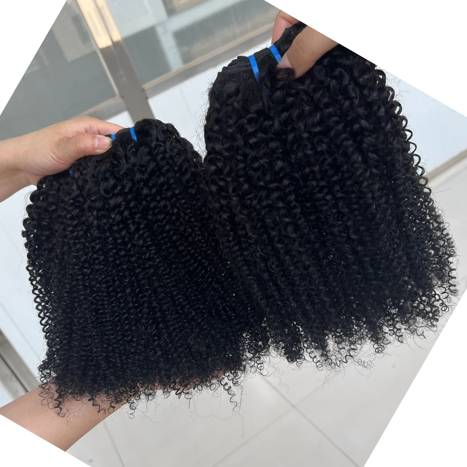 12A Brazilian Bundles 4C Afro Curly Human Hair Bundles Real Human Hair Unprocessed Raw Double Weft Human Hair Extensions 14-24 Inch Virgin Remy Hair Weave Bundles Human Hair 2/3/4 PCS For Women Daily Use Birthday Holiday Gift Kpop Popular Hairstyles