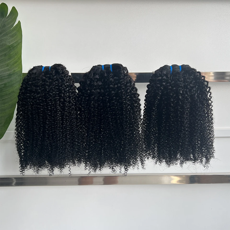 12A Brazilian Bundles 4C Afro Curly Human Hair Bundles Real Human Hair Unprocessed Raw Double Weft Human Hair Extensions 14-24 Inch Virgin Remy Hair Weave Bundles Human Hair 2/3/4 PCS For Women Daily Use Birthday Holiday Gift Kpop Popular Hairstyles
