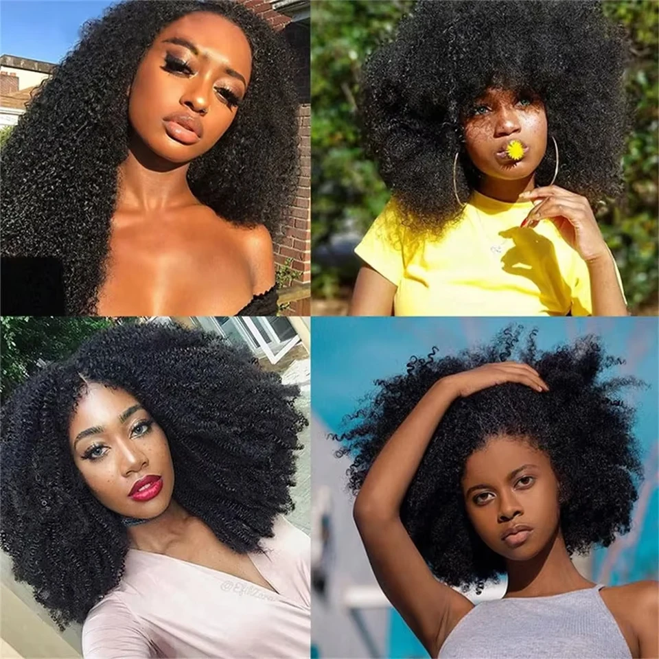 12A Brazilian Bundles 4C Afro Curly Human Hair Bundles Real Human Hair Unprocessed Raw Double Weft Human Hair Extensions 14-24 Inch Virgin Remy Hair Weave Bundles Human Hair 2/3/4 PCS For Women Daily Use Birthday Holiday Gift Kpop Popular Hairstyles