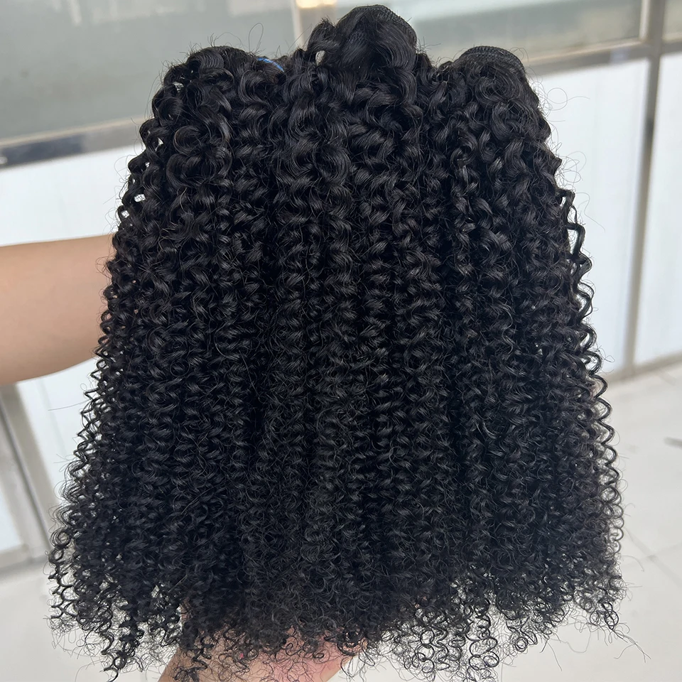 12A Brazilian Bundles 4C Afro Curly Human Hair Bundles Real Human Hair Unprocessed Raw Double Weft Human Hair Extensions 14-24 Inch Virgin Remy Hair Weave Bundles Human Hair 2/3/4 PCS For Women Daily Use Birthday Holiday Gift Kpop Popular Hairstyles