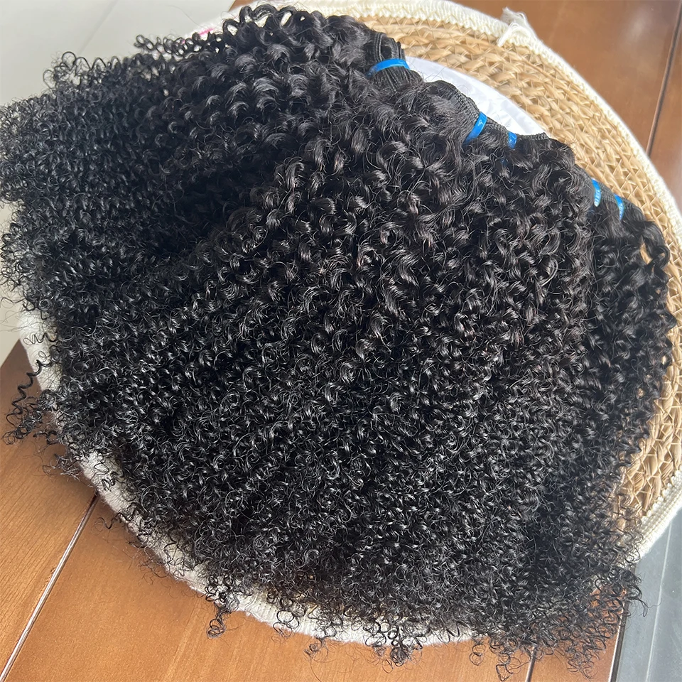 12A Brazilian Bundles 4C Afro Curly Human Hair Bundles Real Human Hair Unprocessed Raw Double Weft Human Hair Extensions 14-24 Inch Virgin Remy Hair Weave Bundles Human Hair 2/3/4 PCS For Women Daily Use Birthday Holiday Gift Kpop Popular Hairstyles