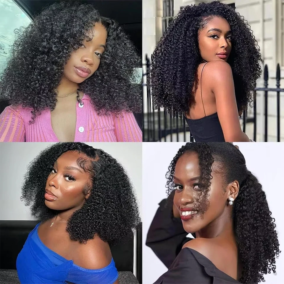 12A Brazilian Bundles 4C Afro Curly Human Hair Bundles Real Human Hair Unprocessed Raw Double Weft Human Hair Extensions 14-24 Inch Virgin Remy Hair Weave Bundles Human Hair 2/3/4 PCS For Women Daily Use Birthday Holiday Gift Kpop Popular Hairstyles