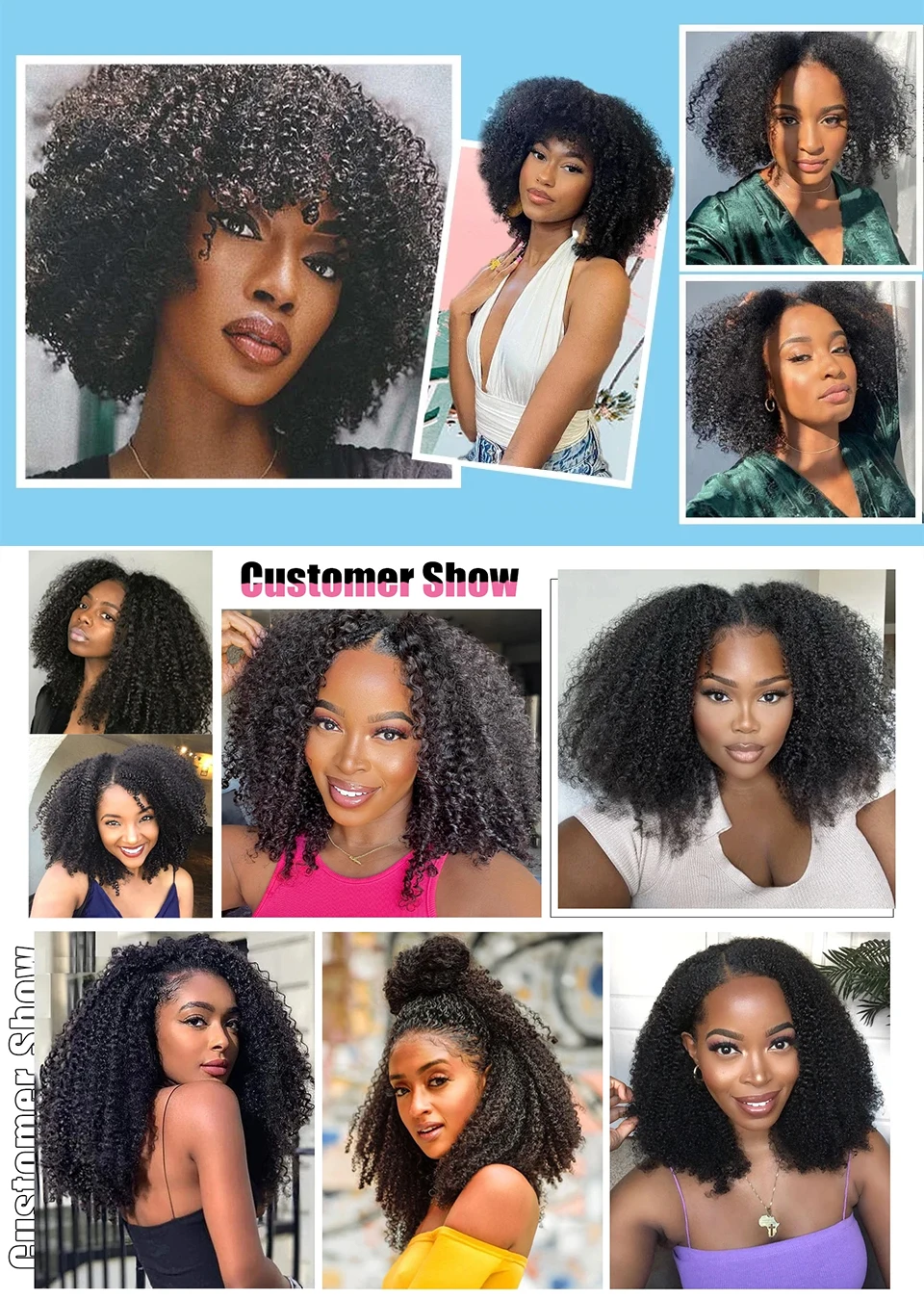 12A Brazilian Bundles 4C Afro Curly Human Hair Bundles Real Human Hair Unprocessed Raw Double Weft Human Hair Extensions 14-24 Inch Virgin Remy Hair Weave Bundles Human Hair 2/3/4 PCS For Women Daily Use Birthday Holiday Gift Kpop Popular Hairstyles