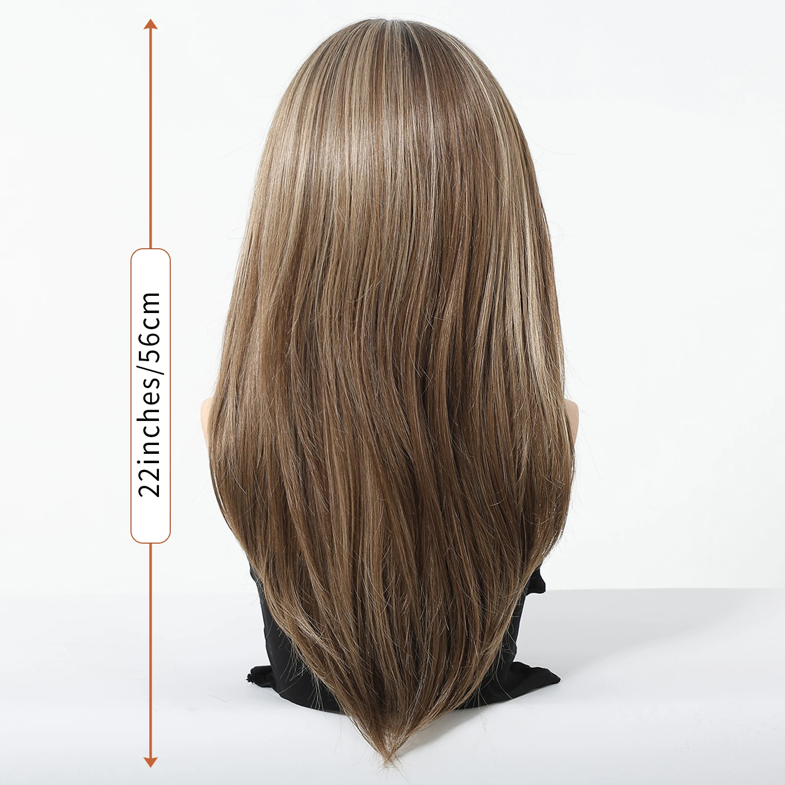 HAIRCUBE Mixed Brown Straight Wigs Dark Roots Natural Hairline 13*6 Transparent Lace Front Synthetic Wig For Women Daily Cosplay