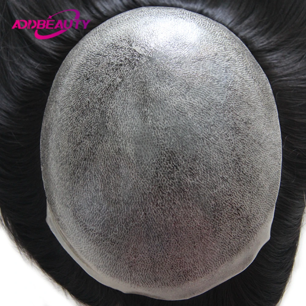 Women Topper Full PU 0.04-0.06mm Human Hair Wigs Straight 100% Human Hairpiece Blonde Hair System Capillary Prosthesis Natural