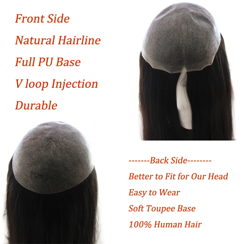 Women Topper Full PU 0.04-0.06mm Human Hair Wigs Straight 100% Human Hairpiece Blonde Hair System Capillary Prosthesis Natural