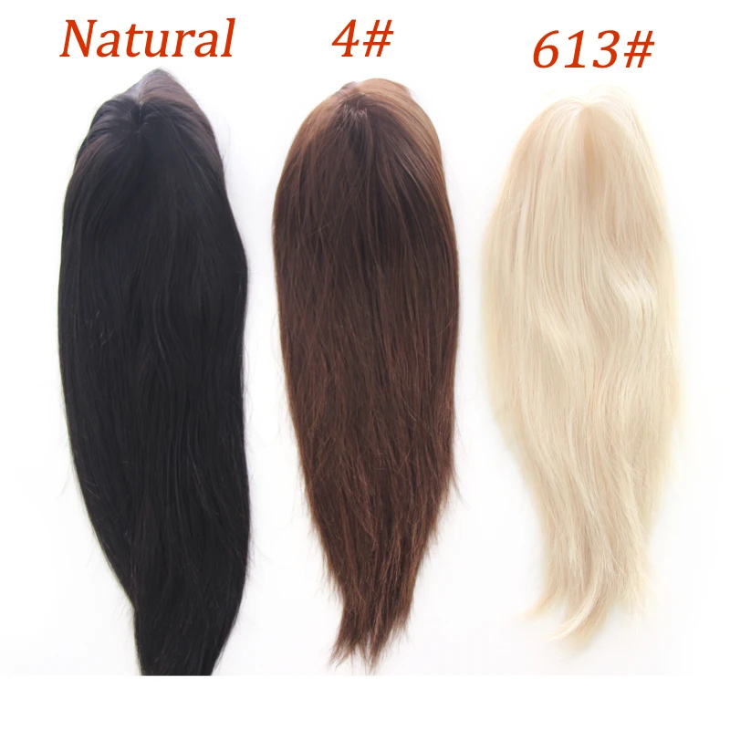 Women Topper Full PU 0.04-0.06mm Human Hair Wigs Straight 100% Human Hairpiece Blonde Hair System Capillary Prosthesis Natural