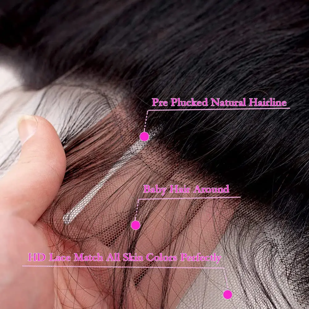 Body Wave Bundles with Frontal Brazilian Human Hair 3 Bundles with 13x4 Lace Frontal 100% Virgin Hair Body Wave Natural Bundles