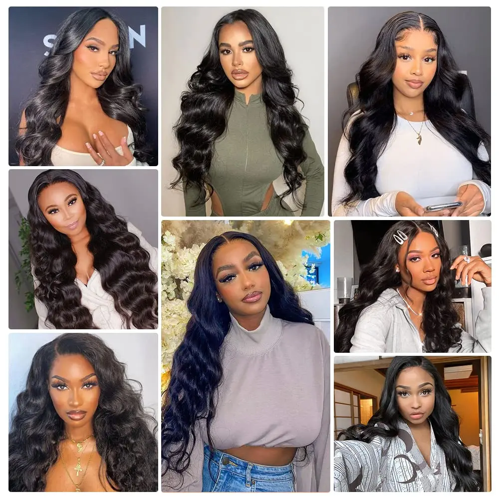 Body Wave Bundles with Frontal Brazilian Human Hair 3 Bundles with 13x4 Lace Frontal 100% Virgin Hair Body Wave Natural Bundles