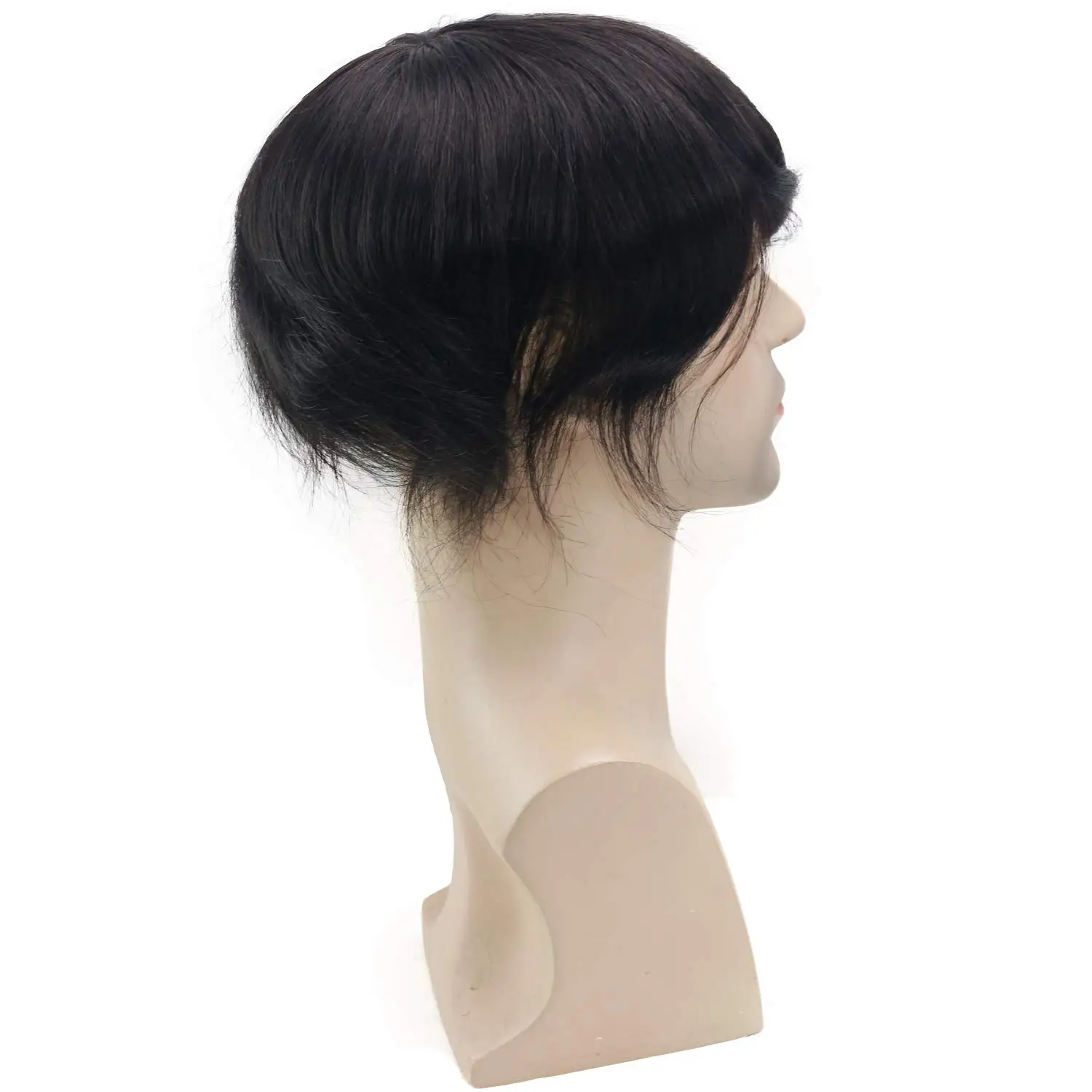 Mono Lace Men's Toupee Human Hair Poly Skin Around Hair Replacement System Durable Monofilament Hairpiece for Men 8x7inch