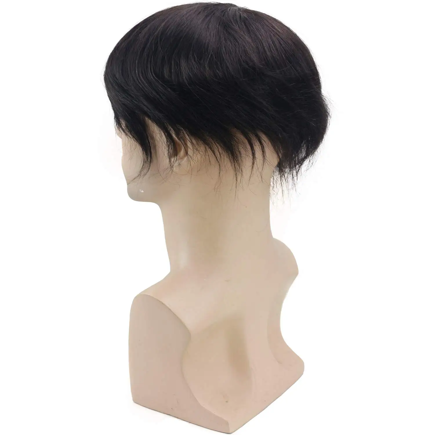 Mono Lace Men's Toupee Human Hair Poly Skin Around Hair Replacement System Durable Monofilament Hairpiece for Men 8x7inch
