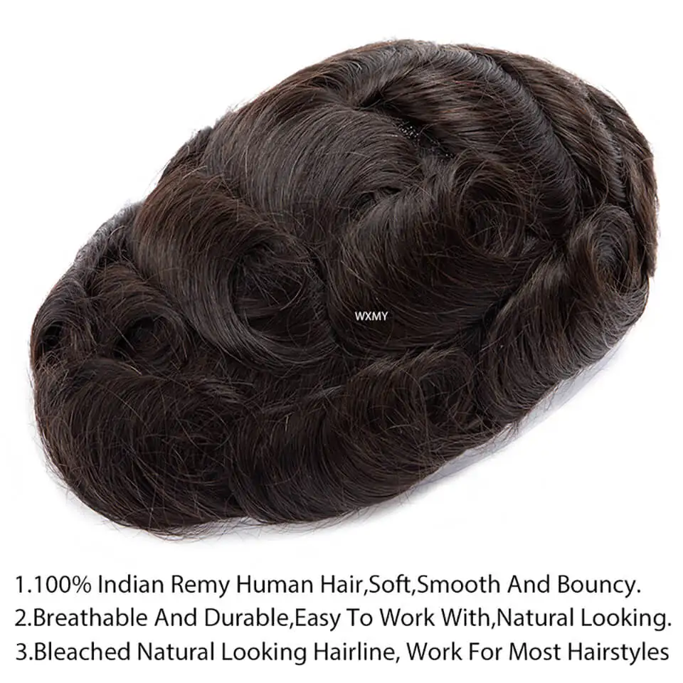 OCT Men's Wig French Lace&Silicone Microskin Male Hair Prosthesis Natural Human Hair Wigs Exhaust Systems Toupee Men Hairpieces