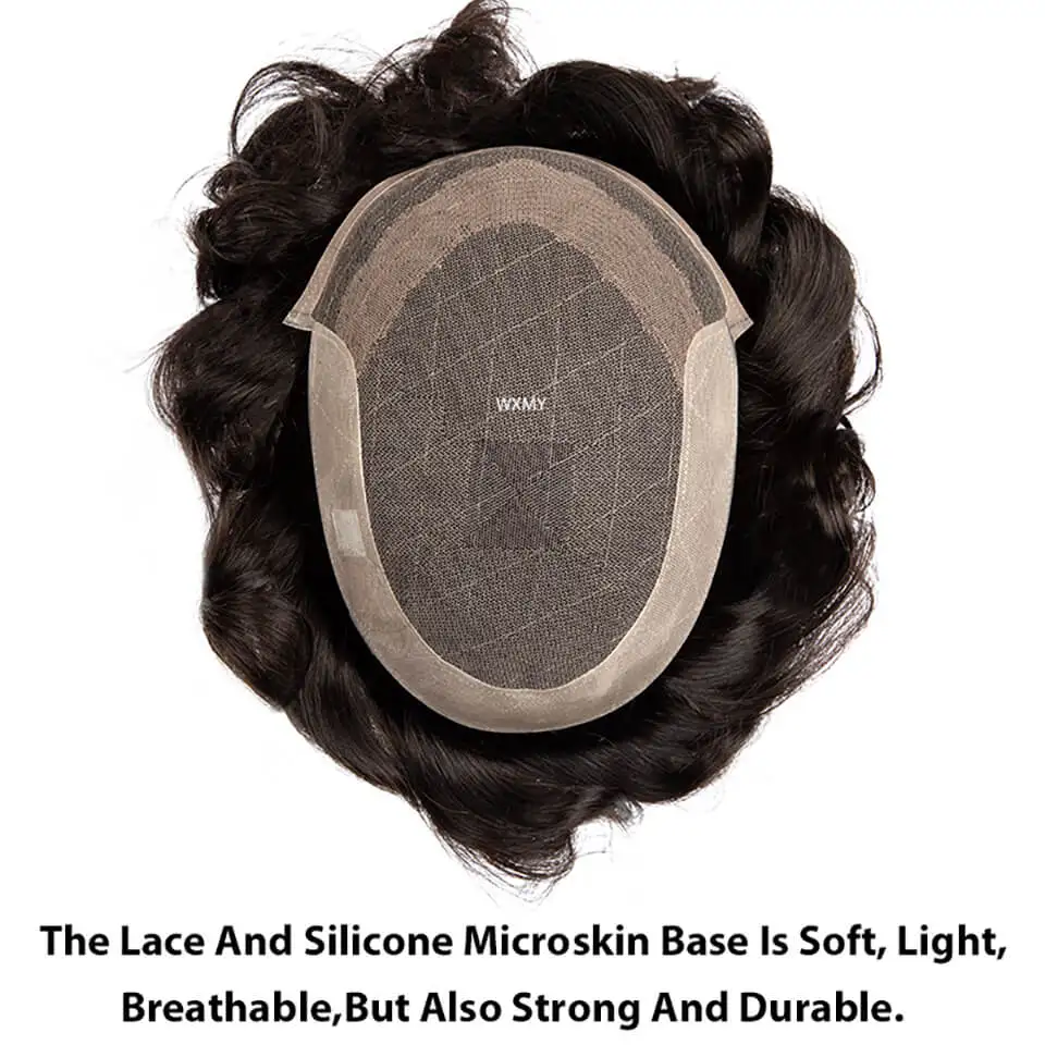 OCT Men's Wig French Lace&Silicone Microskin Male Hair Prosthesis Natural Human Hair Wigs Exhaust Systems Toupee Men Hairpieces