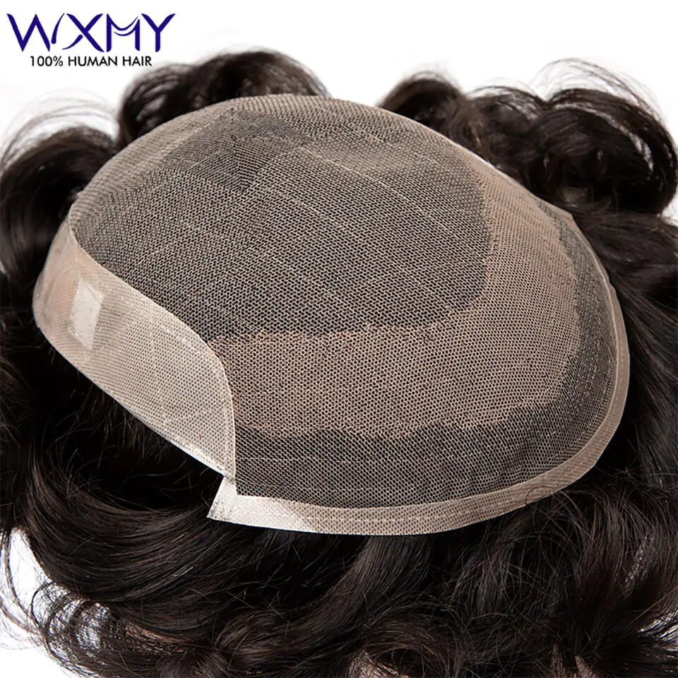 OCT Men's Wig French Lace&Silicone Microskin Male Hair Prosthesis Natural Human Hair Wigs Exhaust Systems Toupee Men Hairpieces