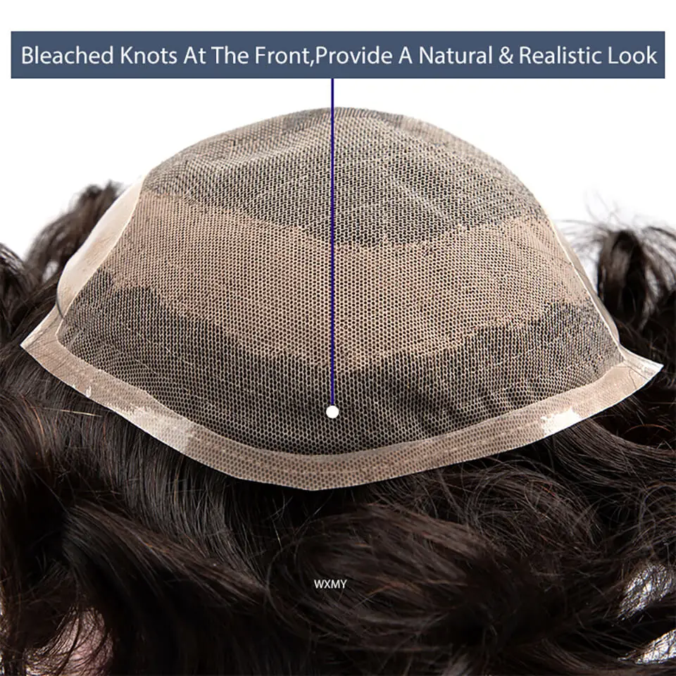 OCT Men's Wig French Lace&Silicone Microskin Male Hair Prosthesis Natural Human Hair Wigs Exhaust Systems Toupee Men Hairpieces