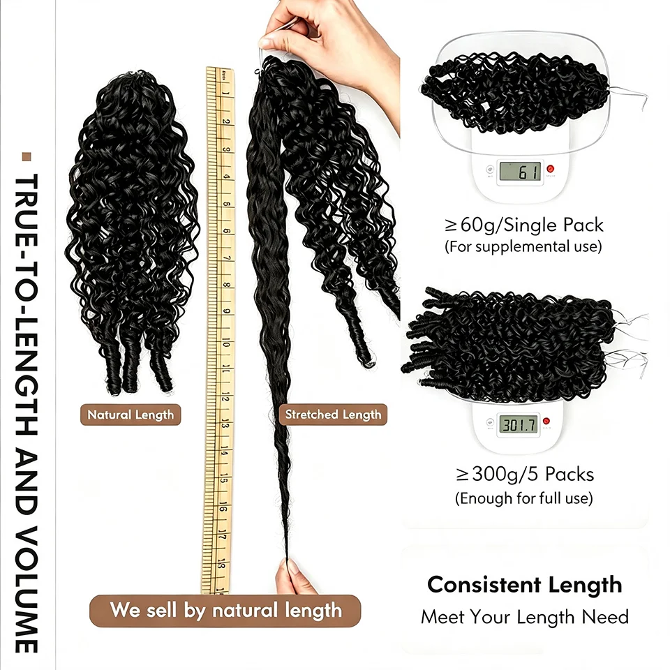 Burmese Curly Feather Crochet Human Hair Miracle Knots Pre‑Separated Invisible Knotless Boho Braids Reusable Crochet Hair Extensions For Braiding 14‑26 Inch