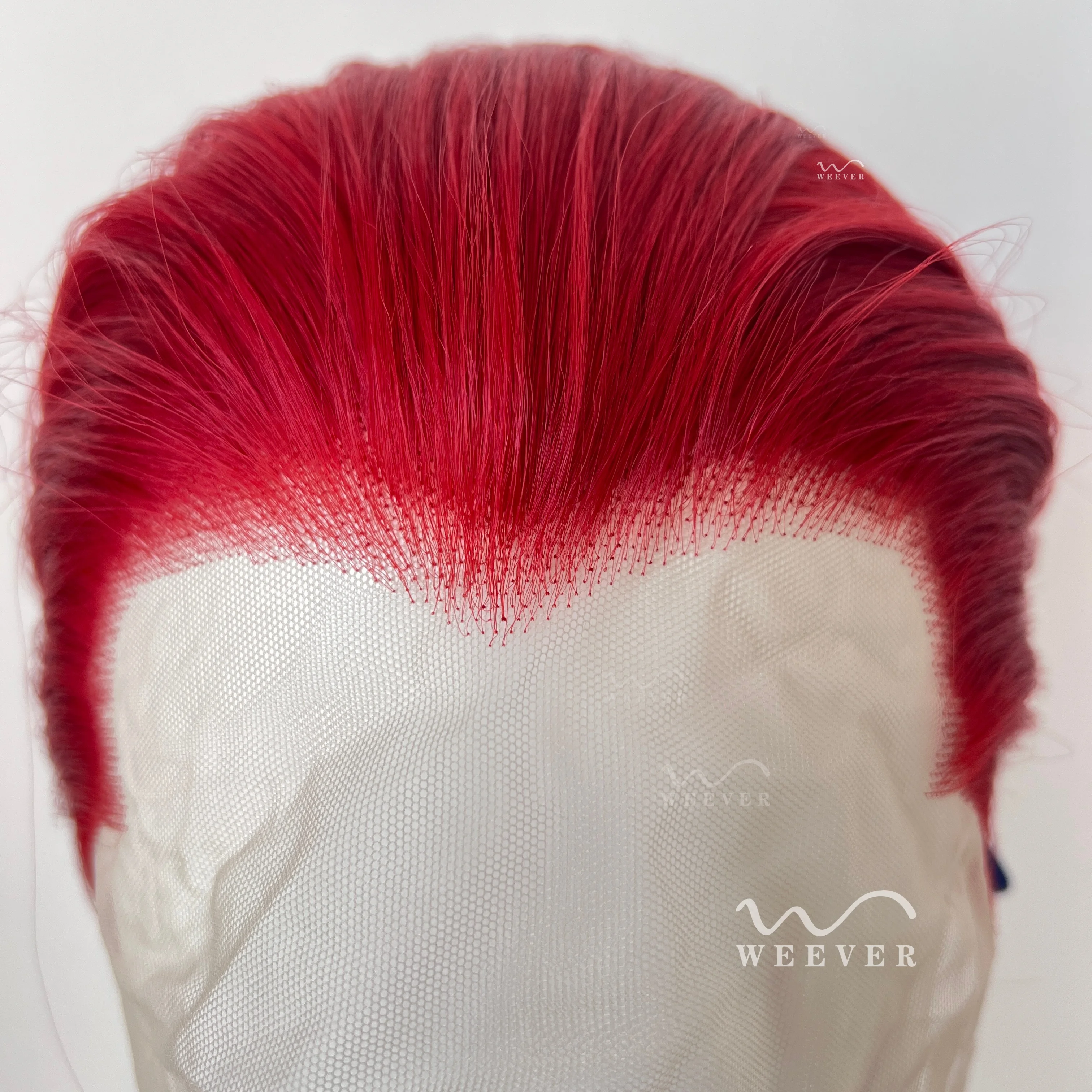 Widow‘s Peak Vivid Red Short Lace Front Wig for Man Synthetic Lace Wigs 8inch High Quality Natura Looking for Daily Cosplay