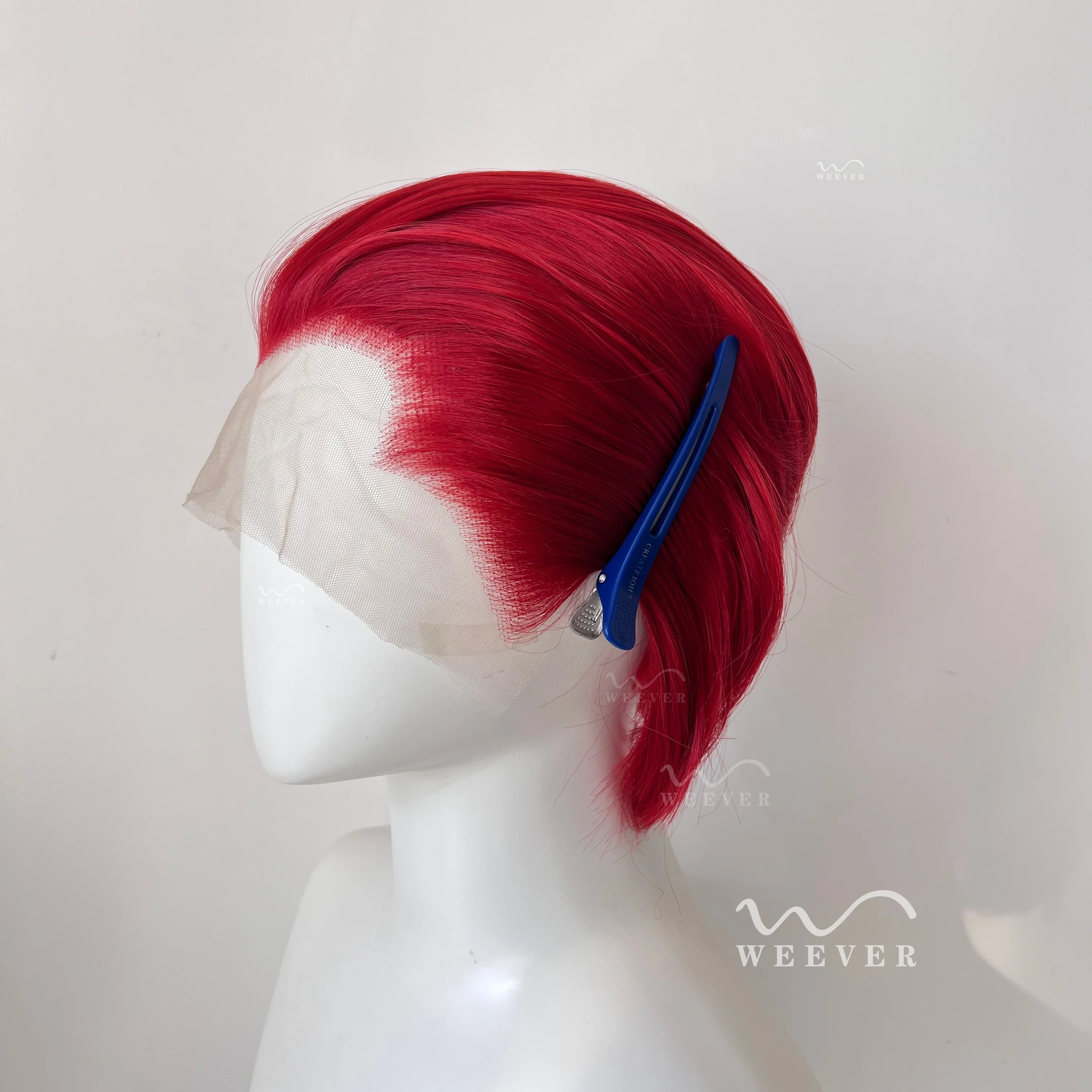 Widow‘s Peak Vivid Red Short Lace Front Wig for Man Synthetic Lace Wigs 8inch High Quality Natura Looking for Daily Cosplay