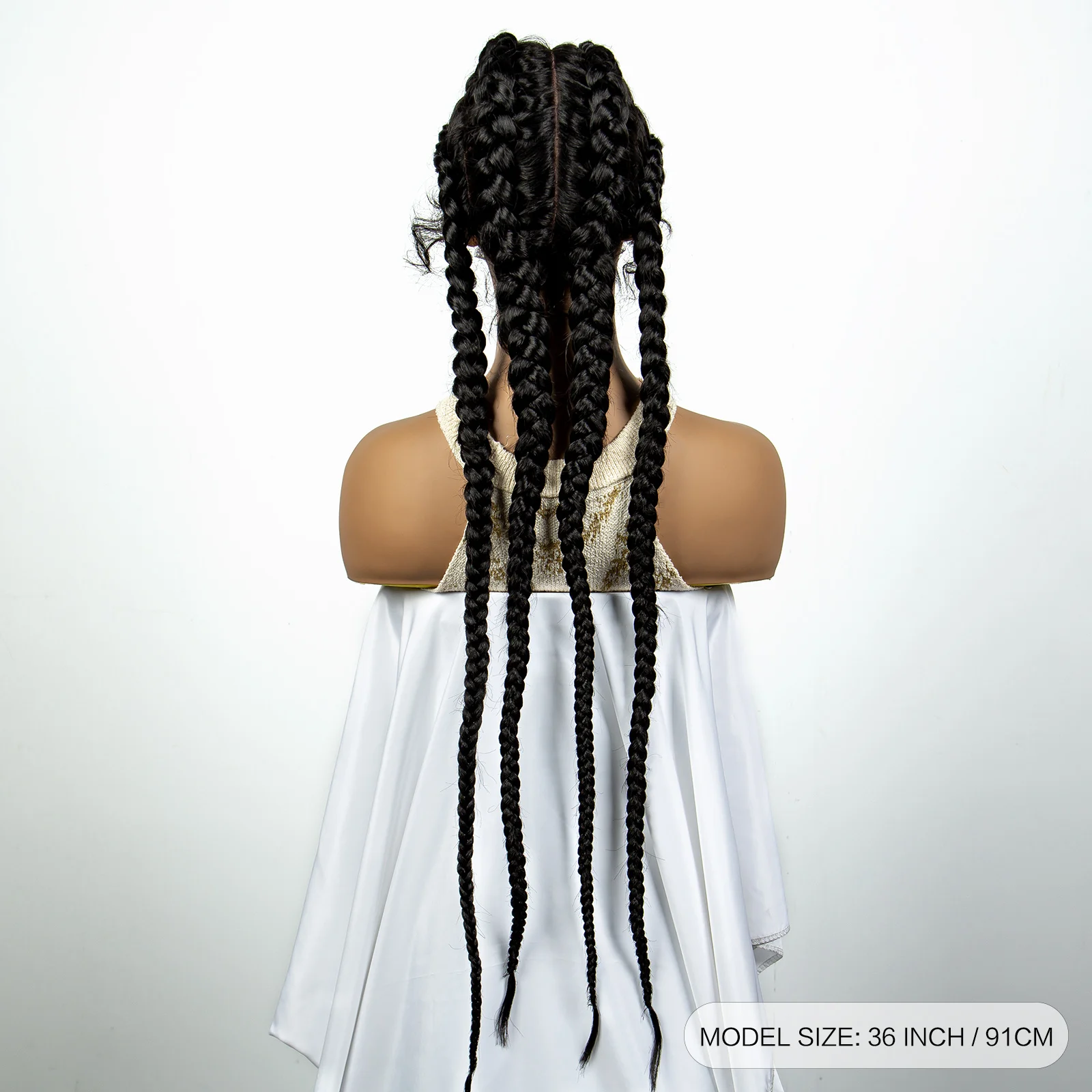 27/613 Color 36 Inches Synthetic Cornrow Braided Wigs for Black Women with Baby Hair Lace Frontal Box Braids Wig Daily Use