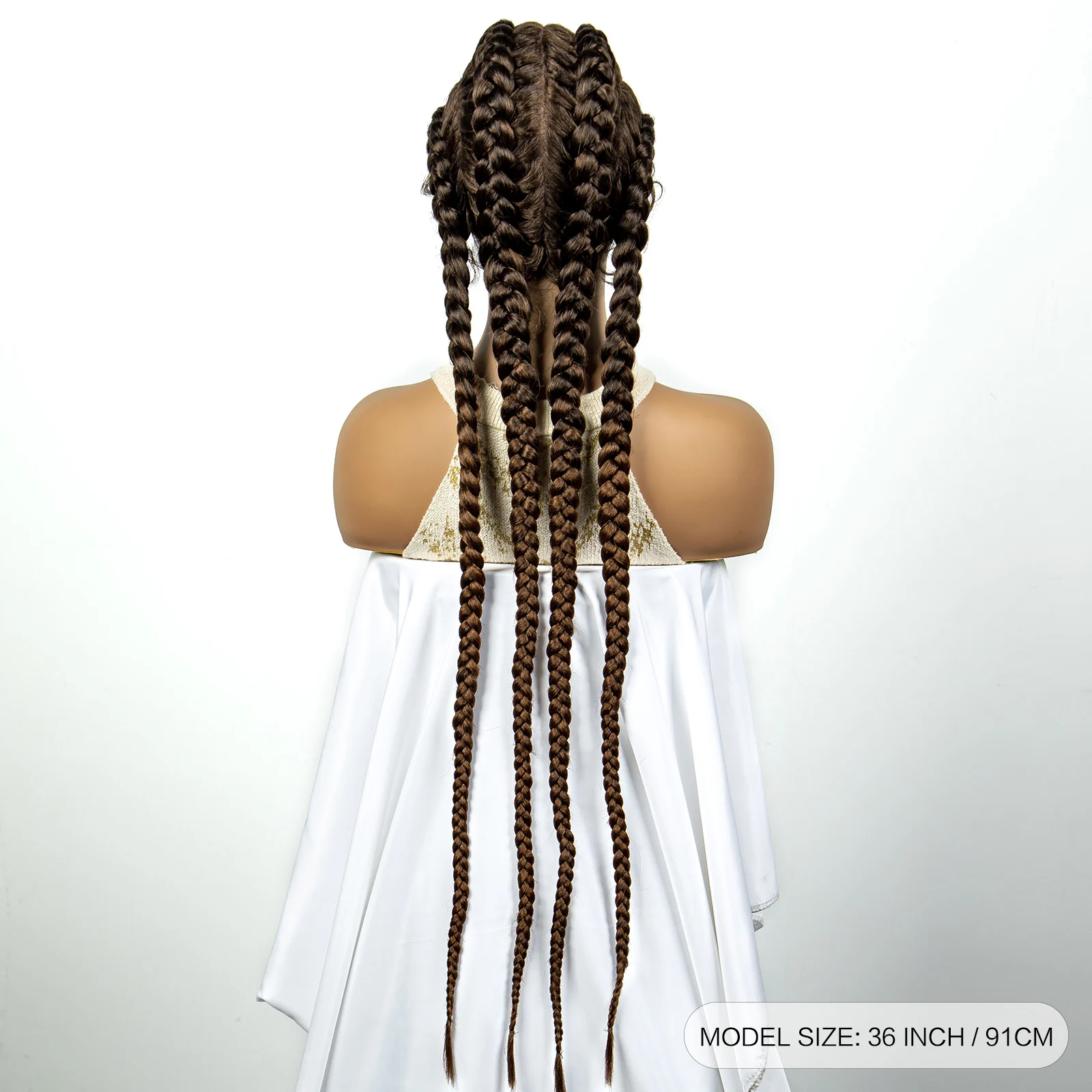 27/613 Color 36 Inches Synthetic Cornrow Braided Wigs for Black Women with Baby Hair Lace Frontal Box Braids Wig Daily Use