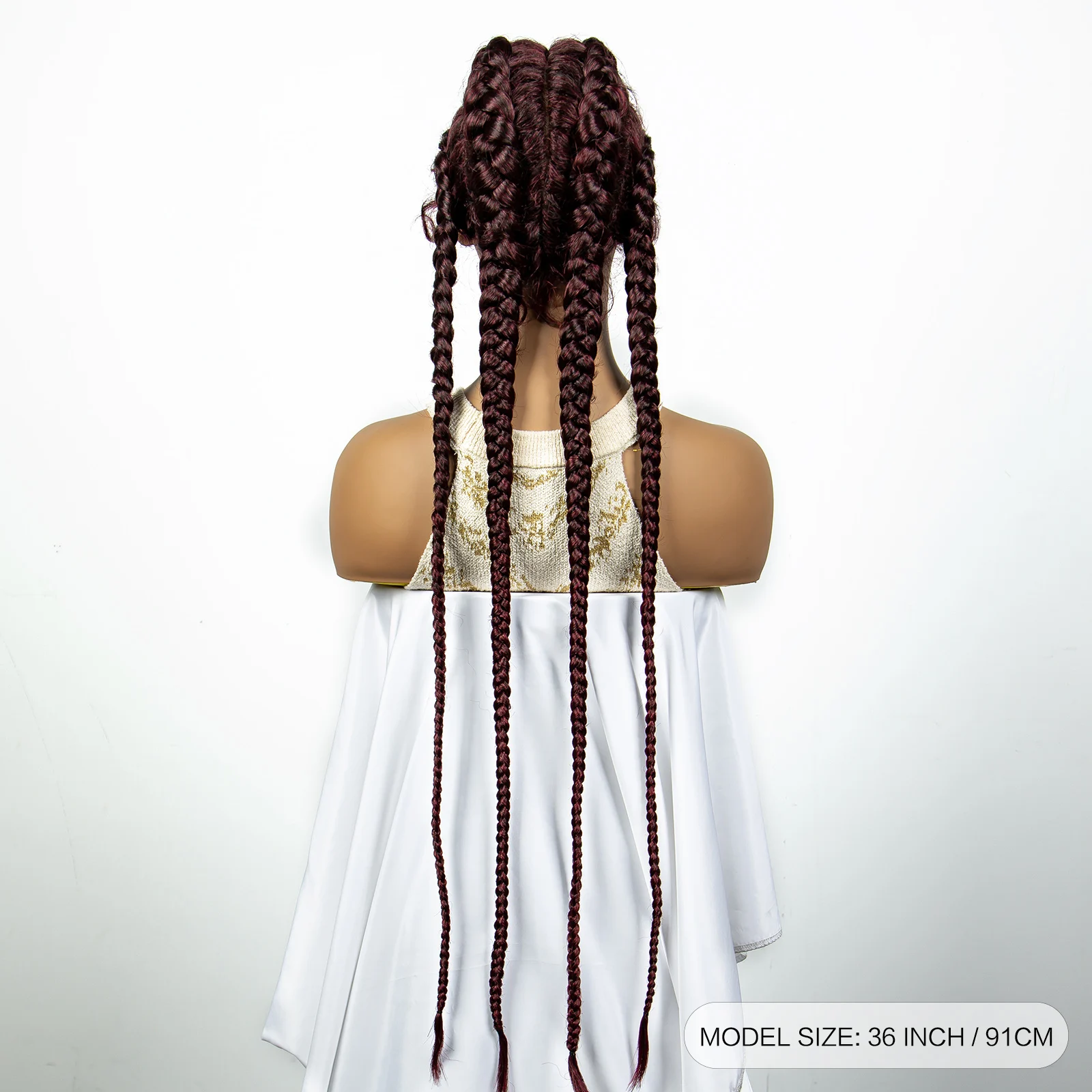 27/613 Color 36 Inches Synthetic Cornrow Braided Wigs for Black Women with Baby Hair Lace Frontal Box Braids Wig Daily Use
