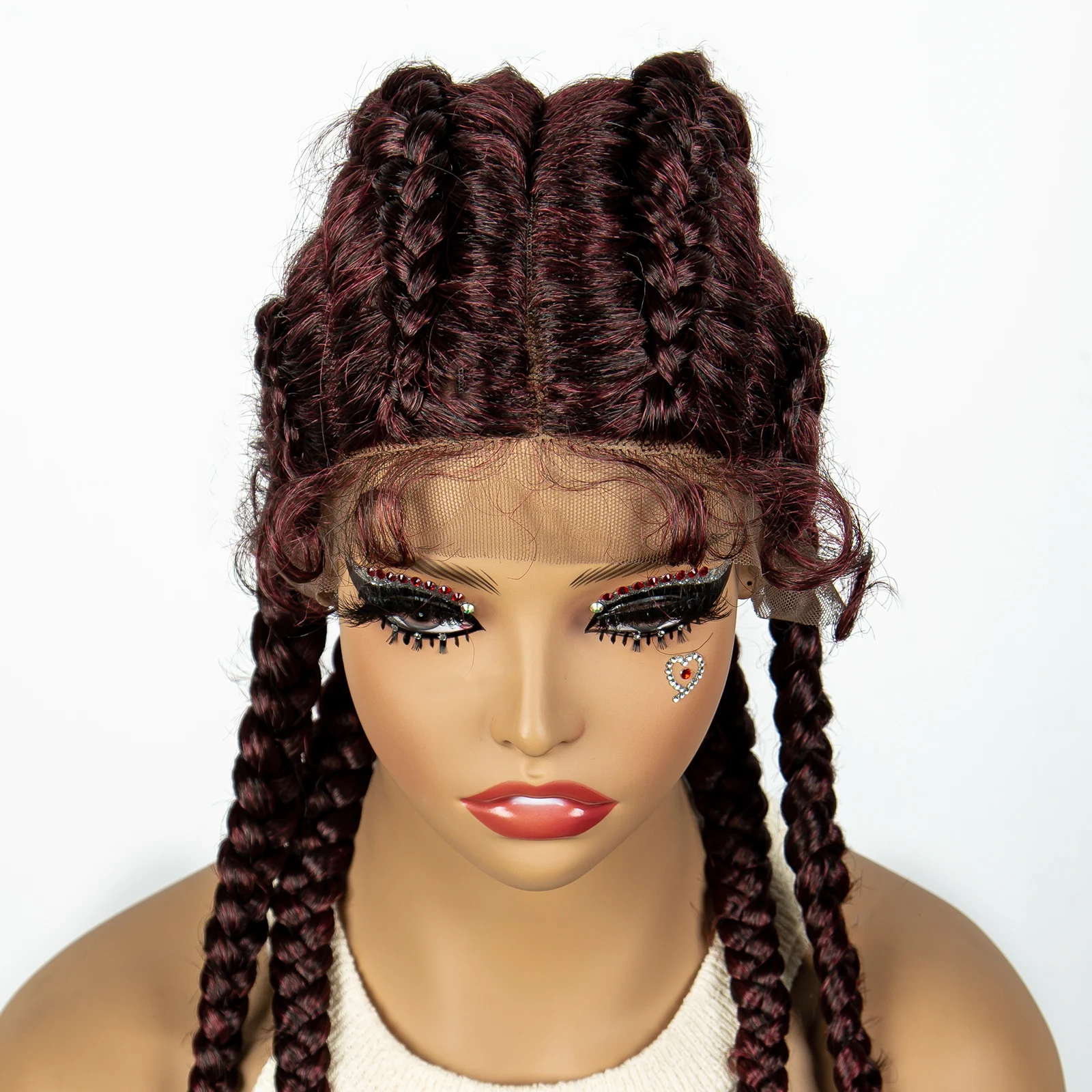 27/613 Color 36 Inches Synthetic Cornrow Braided Wigs for Black Women with Baby Hair Lace Frontal Box Braids Wig Daily Use